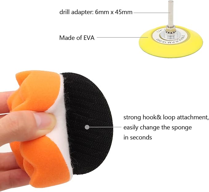Car Headlight Restoration Kit, 3 Inch Car Polishing Sanding Discs with 1/4 Inch Shank Backing, Scouring Pads, Buffing Sponge, Soft Interface, Woolen Buffer, 41PCS