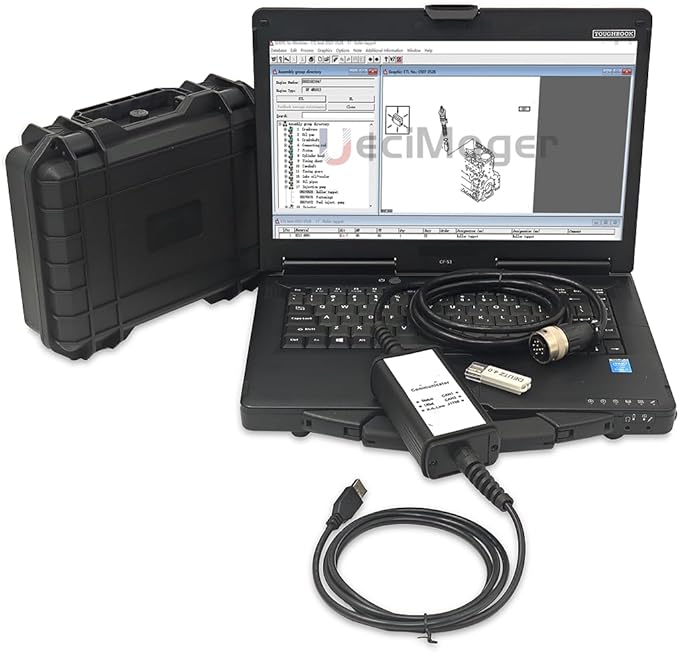 Diesel Laptops for Deutz Diagnostic Scanner Tool for Deutz DeCOM SerDia Support CAN K/L-Line with Serida 4.0 Dongle Software+Serpic (Adapter with 4.0 Dongle+Serpic(CF53))