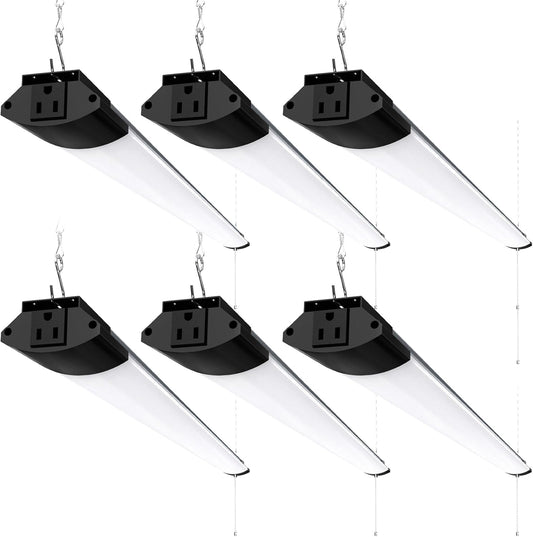 Barrina BS84 LED Shop Lights for Workshop 4FT, 84W, 10000LM, 5000K Utility Shop Lights, Pull Chain ON/Off, Hanging or Flush Mount, ETL, 6 Packs