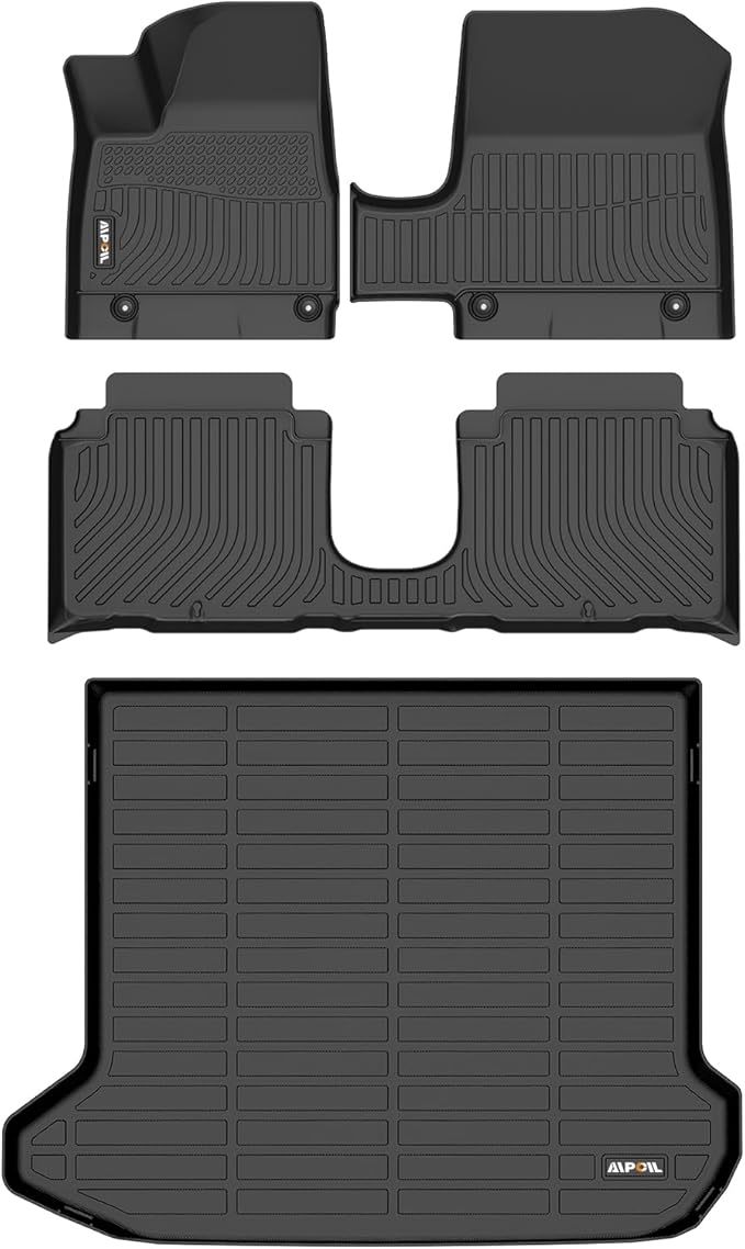 AIPOIL® Floor Mats & Cargo Liner Set for 2025-2026 Hyundai Ioniq 5 (with Sliding Console) All Weather Protection TPE Car Full Set Custom Car Mats Accessories - Black