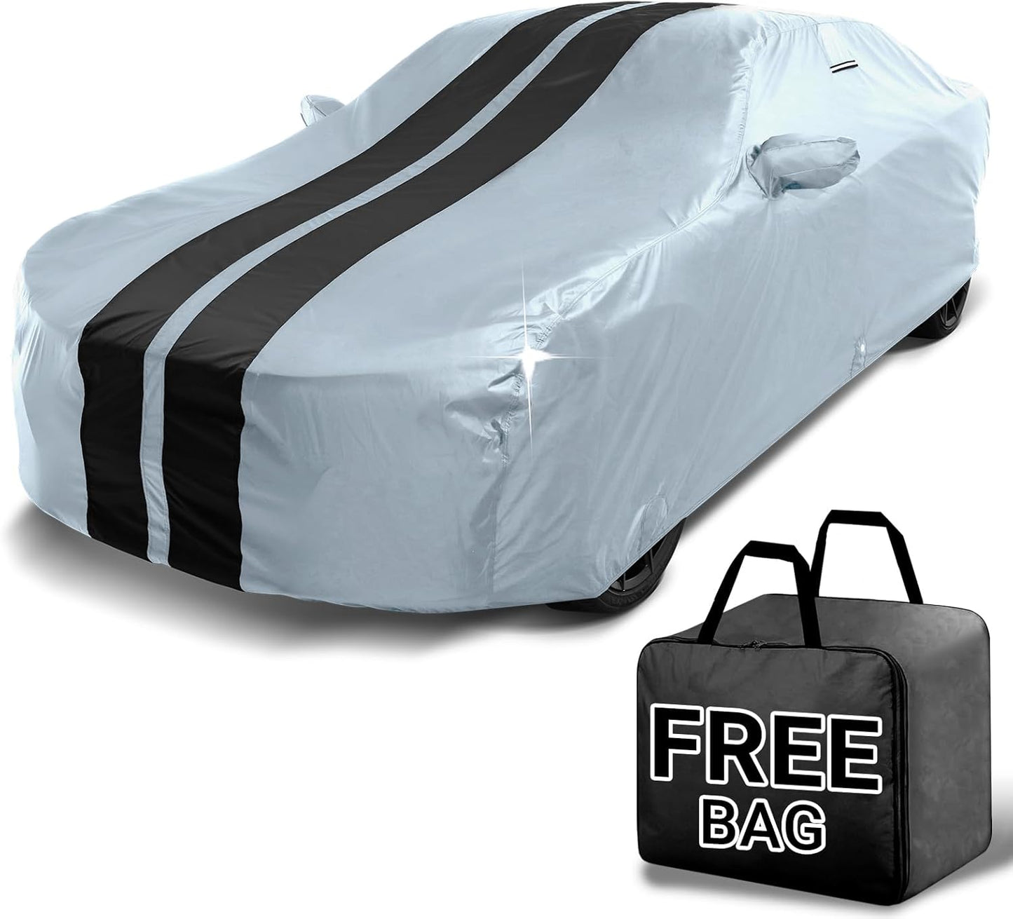 iCarCover Custom Car Cover for Buick Riviera (1994-1999) Waterproof All-Weather Rain Snow UV Sun Protector Full Exterior Indoor Outdoor Car Cover (Stripe - Gray/Black)