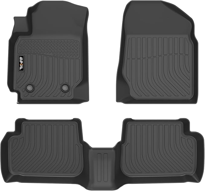 AIPOIL® Floor Mats for 2003-2008 Toyota Corolla Fits 1st & 2nd Row TPE All Weather Anti-Slip Floor Liners Full Set Custom Car Mats Accessories, Black