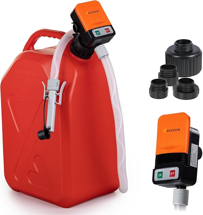 Fuel Transfer Pump with Auto Stop Sensor Overfill Protection,Kit with 4 Tank Adapter, 3.2 GPM Portable Automatic Fuel Transfer Pump, Portable Gas Pump for Oil, Diesel, Gasoline (orange+Black)