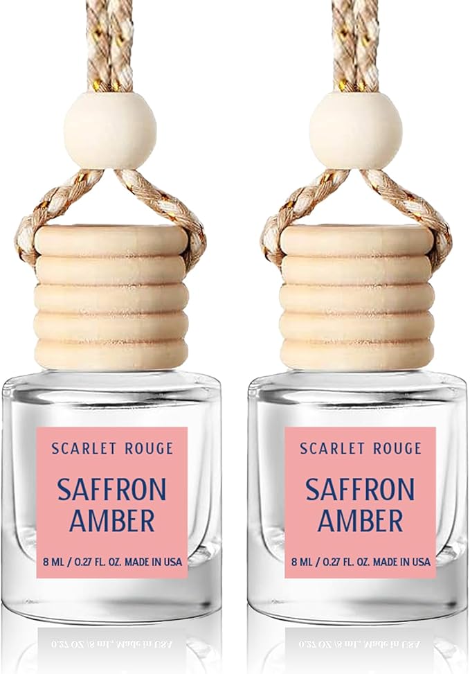 C Classy Car Air Freshener Hanging 2 Pack, Saffron Amber Essential Oil Diffuser for Cars, Cute Car Accessories, Long-Lasting Fragrance, C ar Air Fresheners for Women & Men Gift, Made in USA