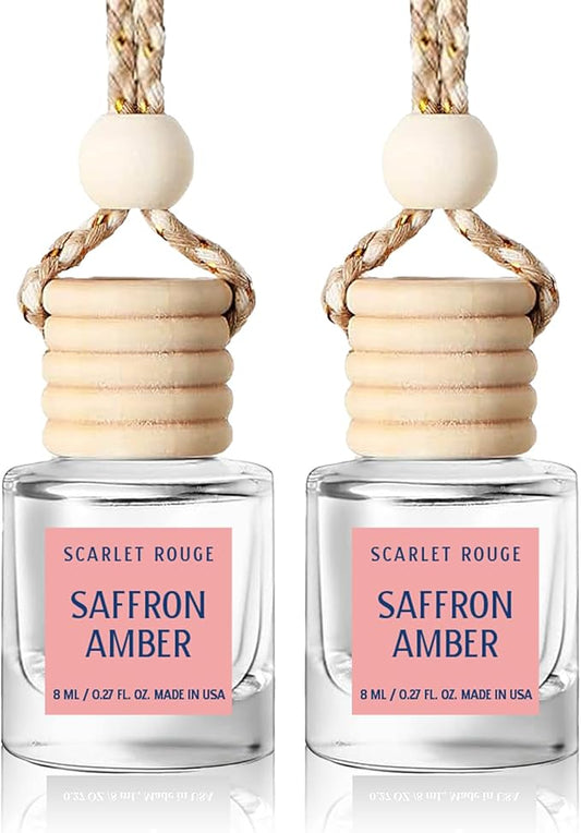 C Classy Car Air Freshener Hanging 2 Pack, Saffron Amber Essential Oil Diffuser for Cars, Cute Car Accessories, Long-Lasting Fragrance, C ar Air Fresheners for Women & Men Gift, Made in USA