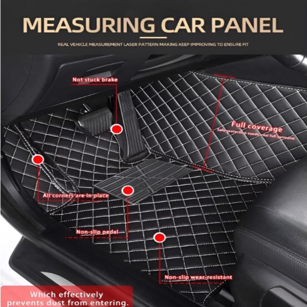 Add Personal Touch to Your Vehicle with IMEISH Customizable Logo Text Car Mats for 99% of vehiclesPads Protection Non-Slip Leather Floor Liners (Black and White)