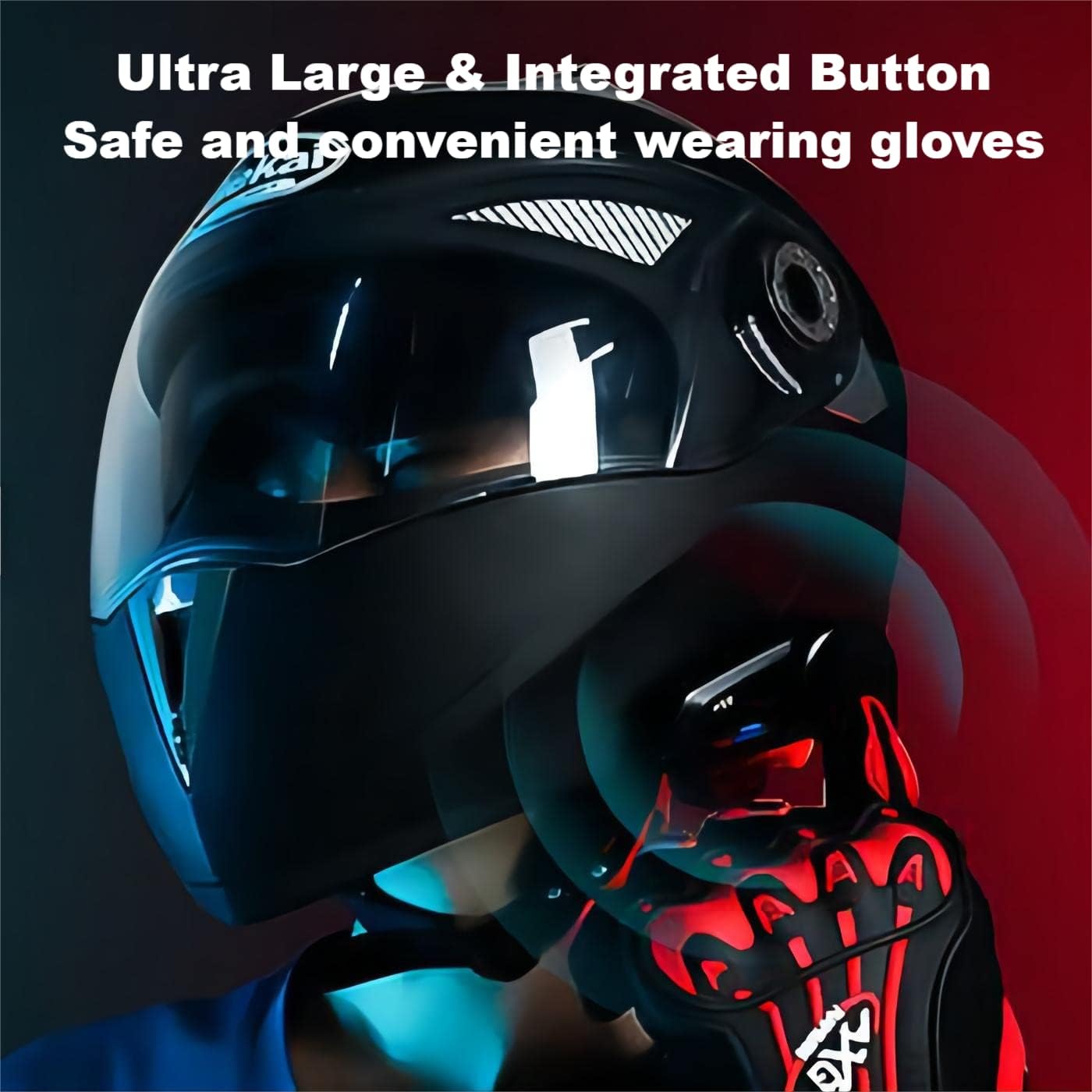 Fodsports FX6 Motorcycle Bluetooth Headset, 6 Riders Group Motorbike Bluetooth Intercom, 1000m Motorcycle Helmet Communication Systems/Voice Dial/Universal Pairing/FM Radio (1 Pack)