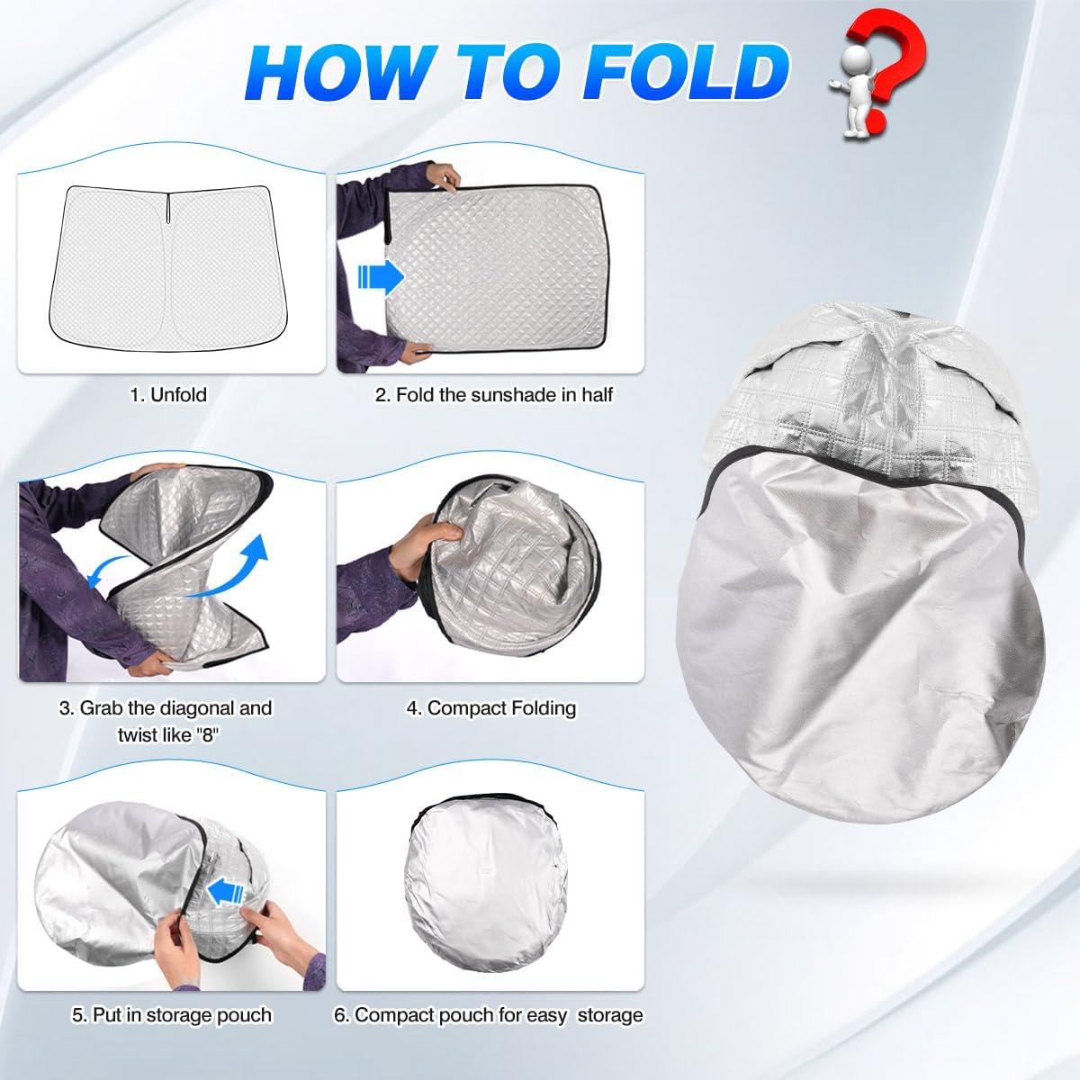 Windshield Sun Shade for 2021-2025 2026 Volkswagen/VW ID.4 Accessories Thicken 6-Layer Front Window Sunshade Cover Sun Visor Protector Foldable Block UV Rays Keep Vehicle Cool