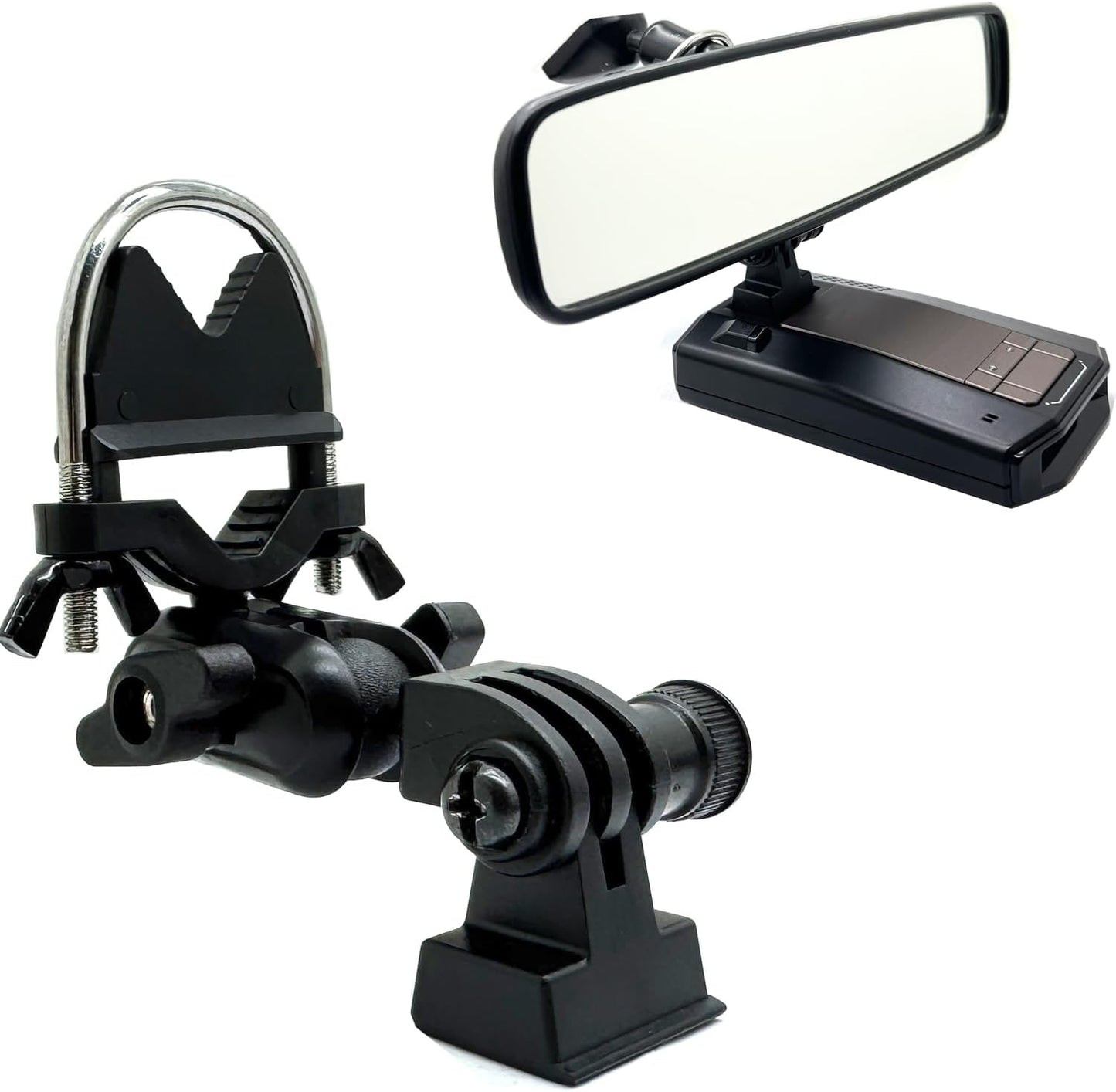 Newly Revised M1 M2 Camera Compatible - UBolt Rearview Mirror Stem Mount w/Magnetic Cradle for Escort IX IXc Max360C MKII Max3 Max4 MaxCam Redline EX GT360 Cobra DualPro RAD700i Radar Detectors