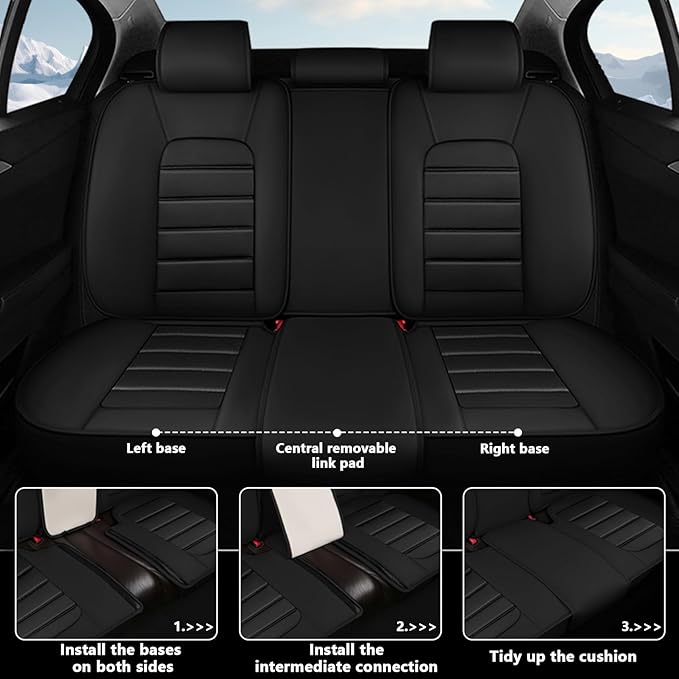 Full Set Car Seat Covers for GMC Sierra 1500/2500/3500 Denali SLT AT4 AT4X Base Seat Covers 2008-2025, Waterproof Premium Nappa Leather Seat Protectors(Standard 5 Seats/Black&Red)