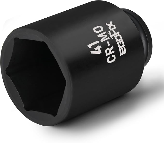 1/2" Drive Deep Impact Socket, 41mm Metric Socket, CR-MO 6 Point for Easy Removal of Axle Nut