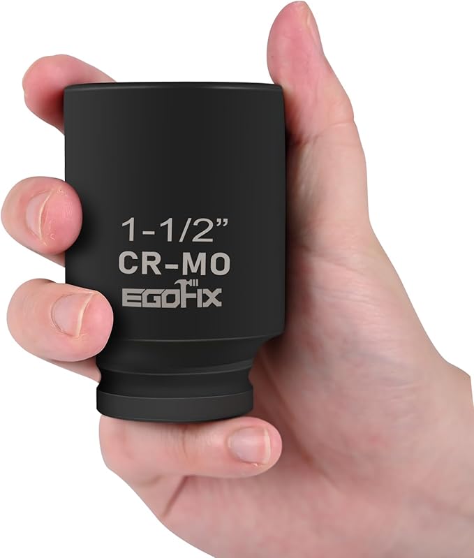 1 1/2 Inch Socket 1/2" Drive Deep Impact SAE Socket, Heat-Treated CR-MO Anti-Rounding 6 Point for Easy Removal of Axle Nut