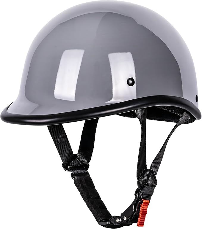 Half Helmet Polo Cap Half Shell Open Face Motorcycle Helmet - DOT Approved(Gray,Small)