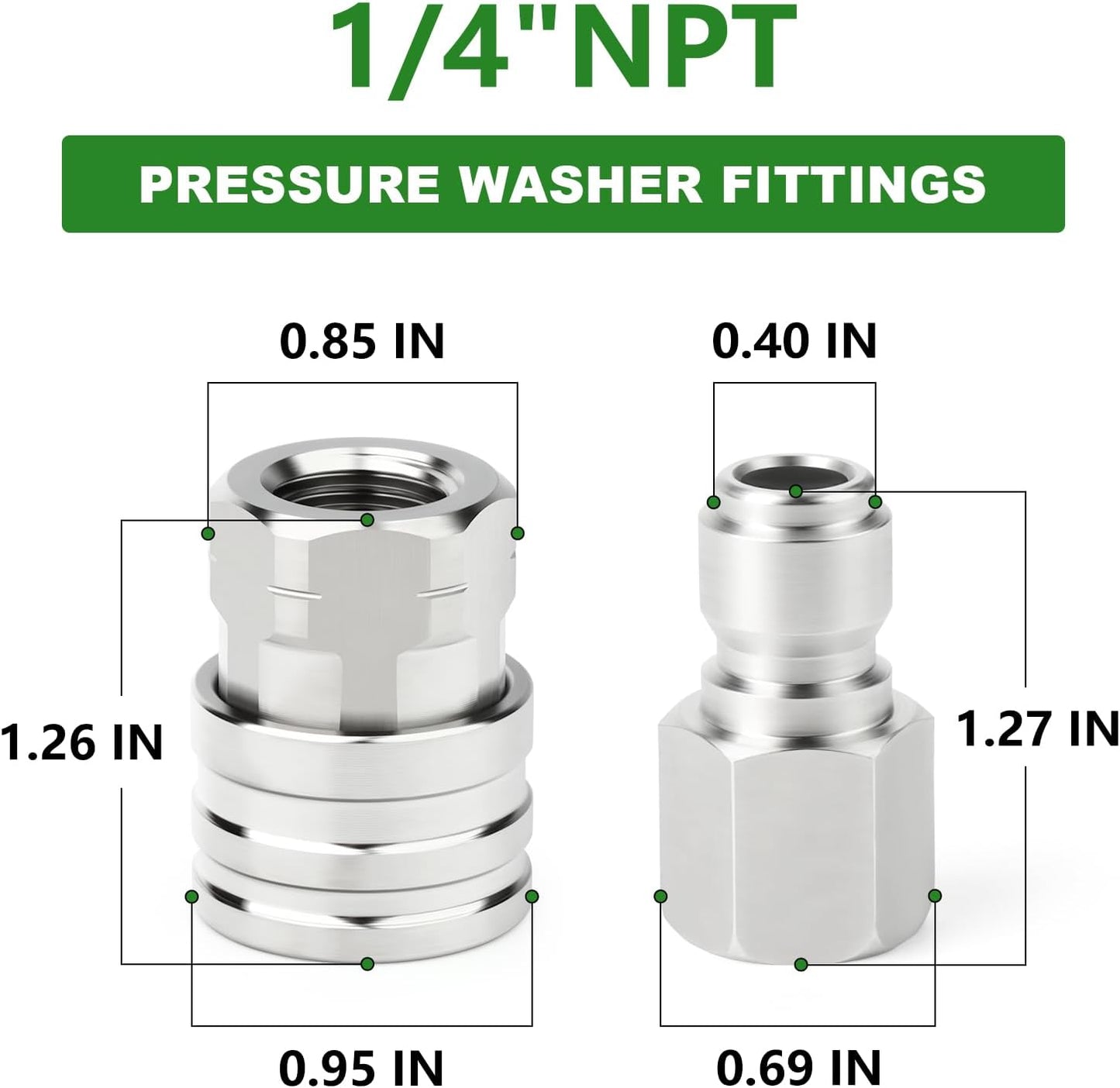 TAISHER 12PCS 304 Stainless Steel Pressure Washer Adapter Kit, Quick Connect Fittings，1/4" Female