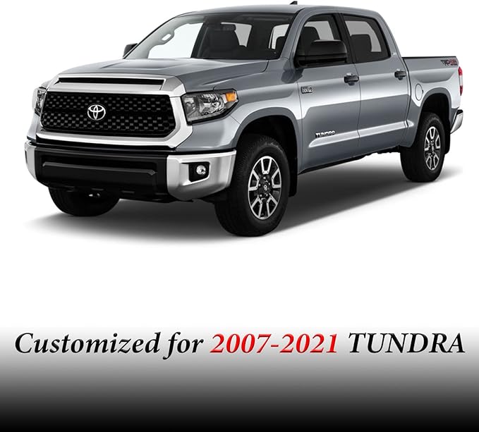 Coverado Toyota Tundra Seat Covers, Leather Car Seat Covers Full Set Automotive Seat Covers Protector Compatible with 2007-2021 Toyota Tundra Crew/Crewmax/Extended/Double Cab(Black)