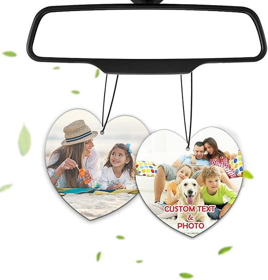 Custom Air Freshener for Car - Double Sided photo Personalized Air Freshener for Car with Multiple Fragrances Decorations for Wardrobe, Bathroom,Hanging Ornaments (Unique Scented Gift) (Heart)