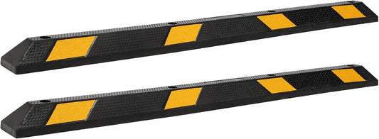 2-Pack 72" Rubber Parking Curb, Heavy Duty Long Garage Floor Wheel Stopper with Highly Visible Yellow Reflective Stripes, Car Parking Bumpers for Truck, RV, Trailer