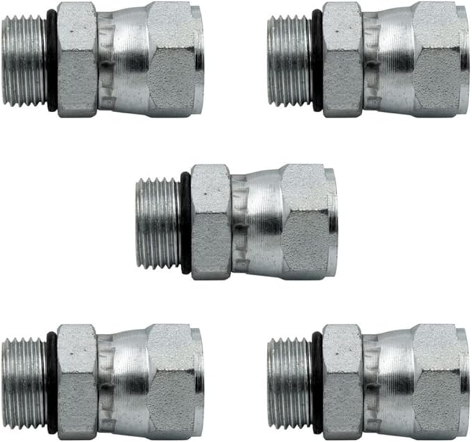 #8 SAE/ORB Male x 3/8" JIC Female Swivel Nut Hydraulic Fitting/Adapter (5-PACK) | 6402-08-06
