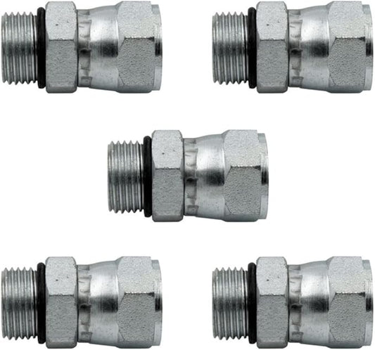 #8 SAE/ORB Male x 3/8" JIC Female Swivel Nut Hydraulic Fitting/Adapter (5-PACK) | 6402-08-06