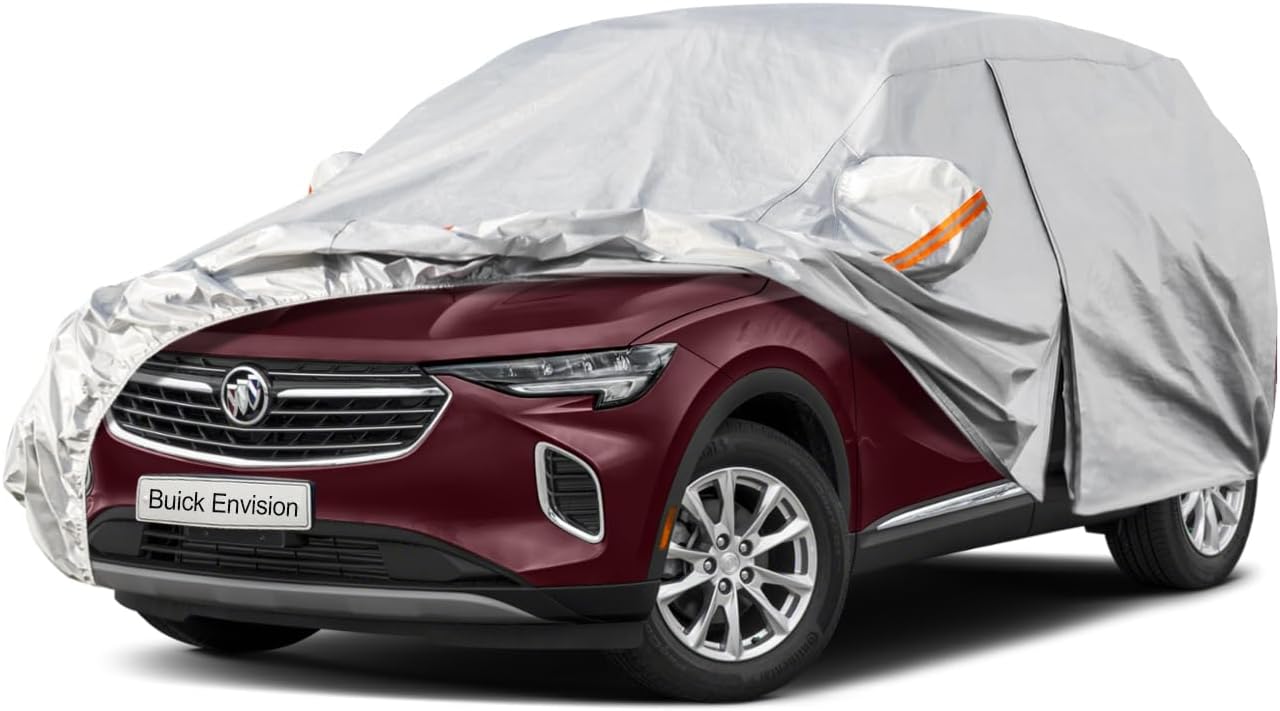 Kayme 6 Layers SUV Car Cover Custom Fit for Buick Envision (2015-2025) Waterproof All Weather for Automobiles, Outdoor Full Cover Rain Sun UV Protection.Silver