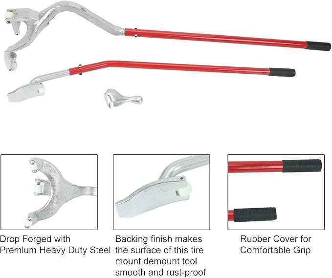 BLACKHORSE-RACING 22.5" to 24.5" Tire Changer Mount Demount Removal Tool Tubeless Truck Extra Bead Keeper Red