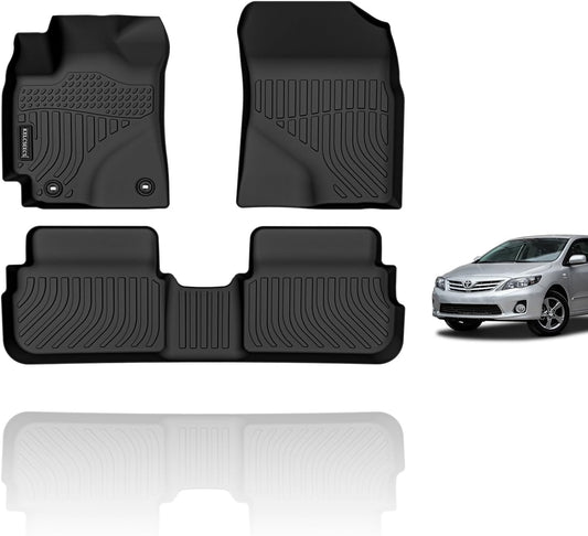 KELCSEECS Floor Mats Custom for 2009 2010 2011 2012 2013 Corolla Sedan Waterproof Car Mats All-Weather Guard Floor Liners Automotive for Front and Rear Row Corolla Accessories Black