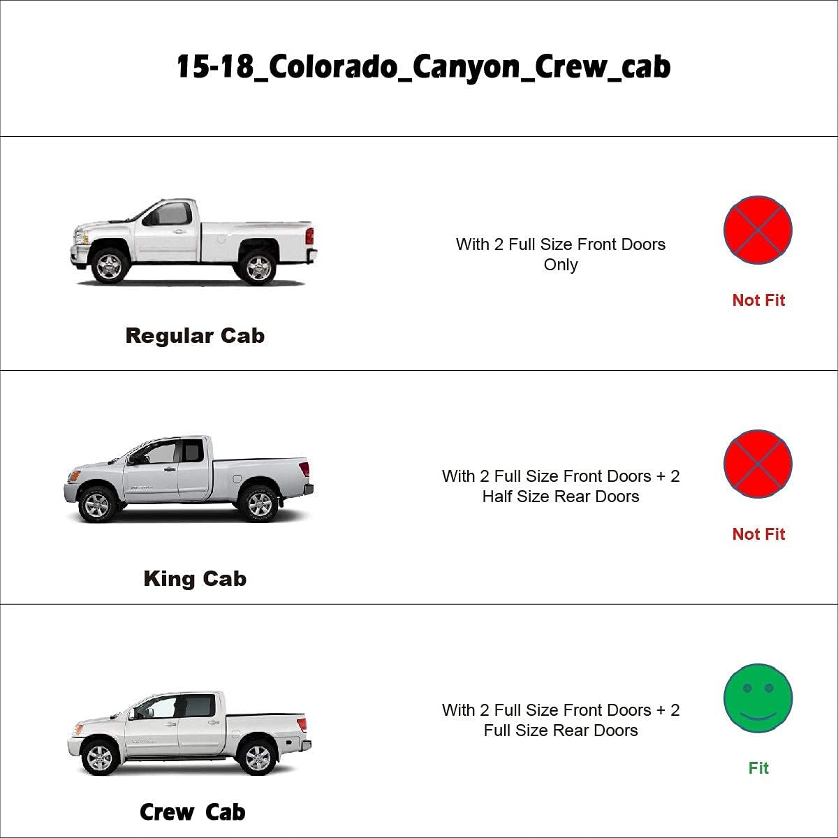 194995 Side Window Wind Vent Deflector fit for 2015-2022 Chevrolet Colorado/GMC Canyon Crew Cab, 4pcs In-Channel Dark Smoke Nice Looking Rain Guards Set Window Visors