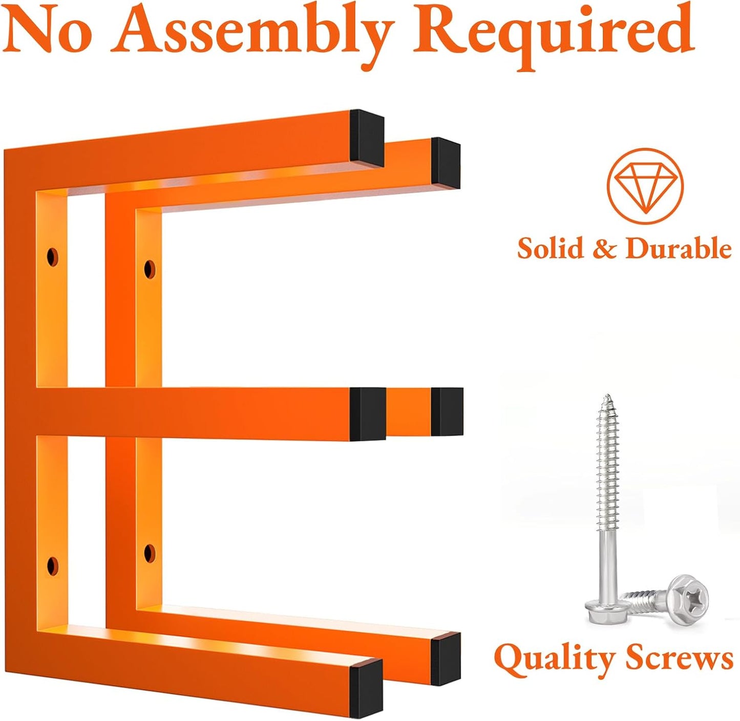 Lumber Storage Rack Wall Mount, Heavy Duty Metal Wood Organizer with 3-Level Each Shelf Holds Up 200 Lbs, Indoor & Outdoor Use