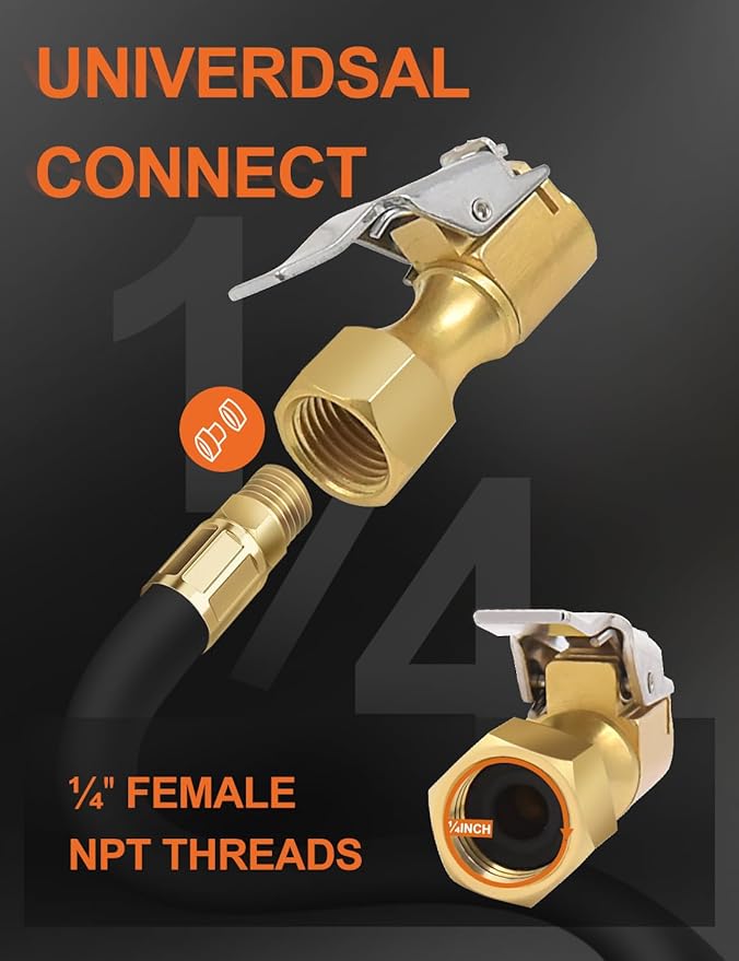 SAFELIFE Air Chuck Heavy Duty Closed Flow Tire Chuck with 1/4" FNPT for Tire Inflator Gauge Compressor Accessories (3)