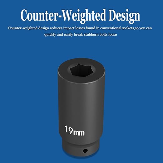 Moker 50mm Crankshaft Crank Pulley Wrench Holder for Honda and Acura Engines (with 19mm Harmonic Balancer Socket), 3 Times Momentum Power of Standard Impact Sockets, Counter-Weighted Socket Tools