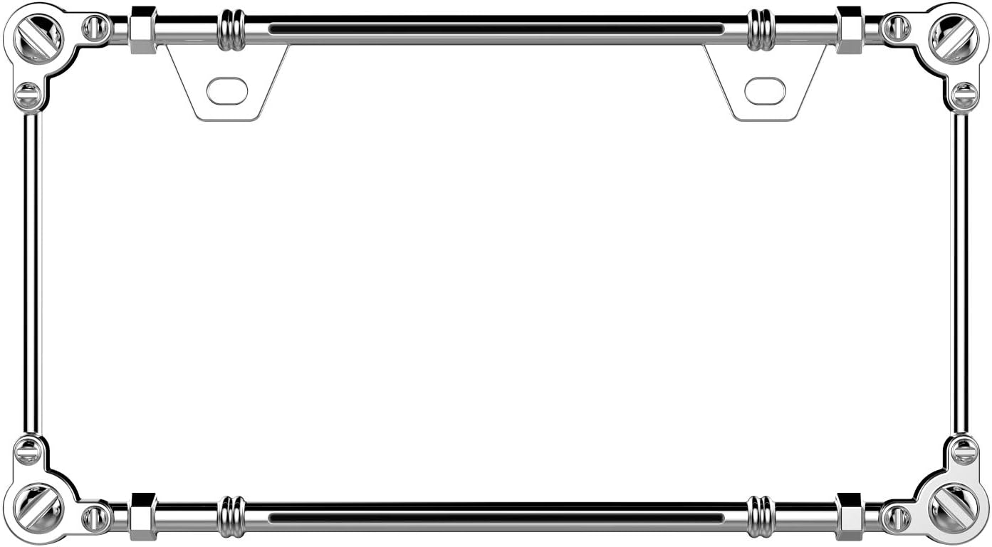 3D Chrome License Plate Frames, Pure Zinc Alloy Metal (Screw Pattern)
