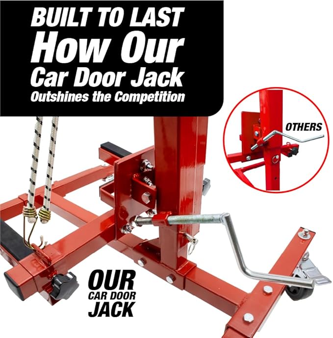 LAUCO Car Door Installer and Remover Jack Lift Hoist, Heavy Duty Car Door Jack, Floor Jack, Trolley Service Lift Floor Jack with 4 Steel Swivel Castors Hoist Jack Stand Dolly Red- [7756]
