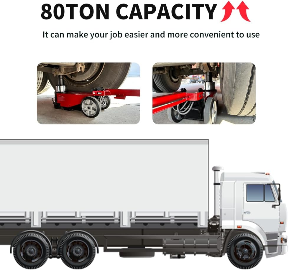 80 Ton Heavy Duty Floor Jack Pneumatic Hydraulic Jack Car Truck Lift Fit for Garages, Repair Shops Lift Range 7.6"- 14.5"