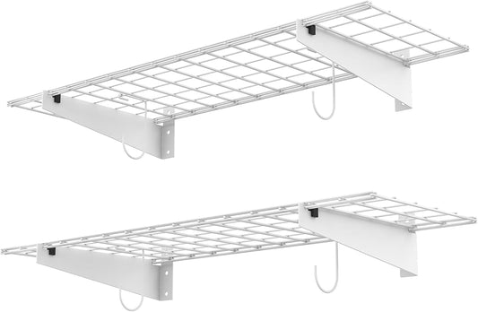 WALMANN 2 Pack Garage Wall Shelves, 45x15 inch Wall Mounted Storage Shelves for Garage Heavy Duty Wall Shelving, Holds Up to 220 Lbs(White)