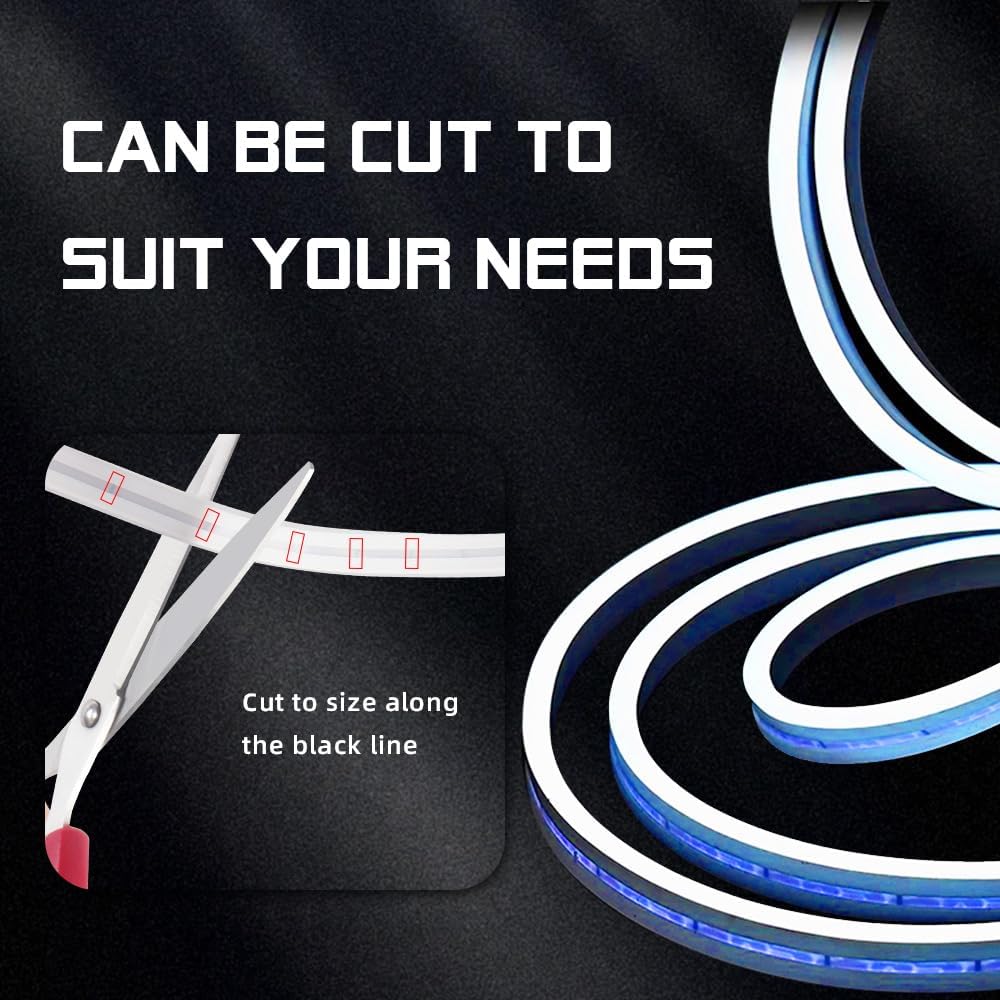 Car LED Strip Light For Trunk, 79Inch IP67 Silicone Waterproof Neon Light Strip Embedded, Flexible Cutting Universal Auto Interior Lights(Blue)