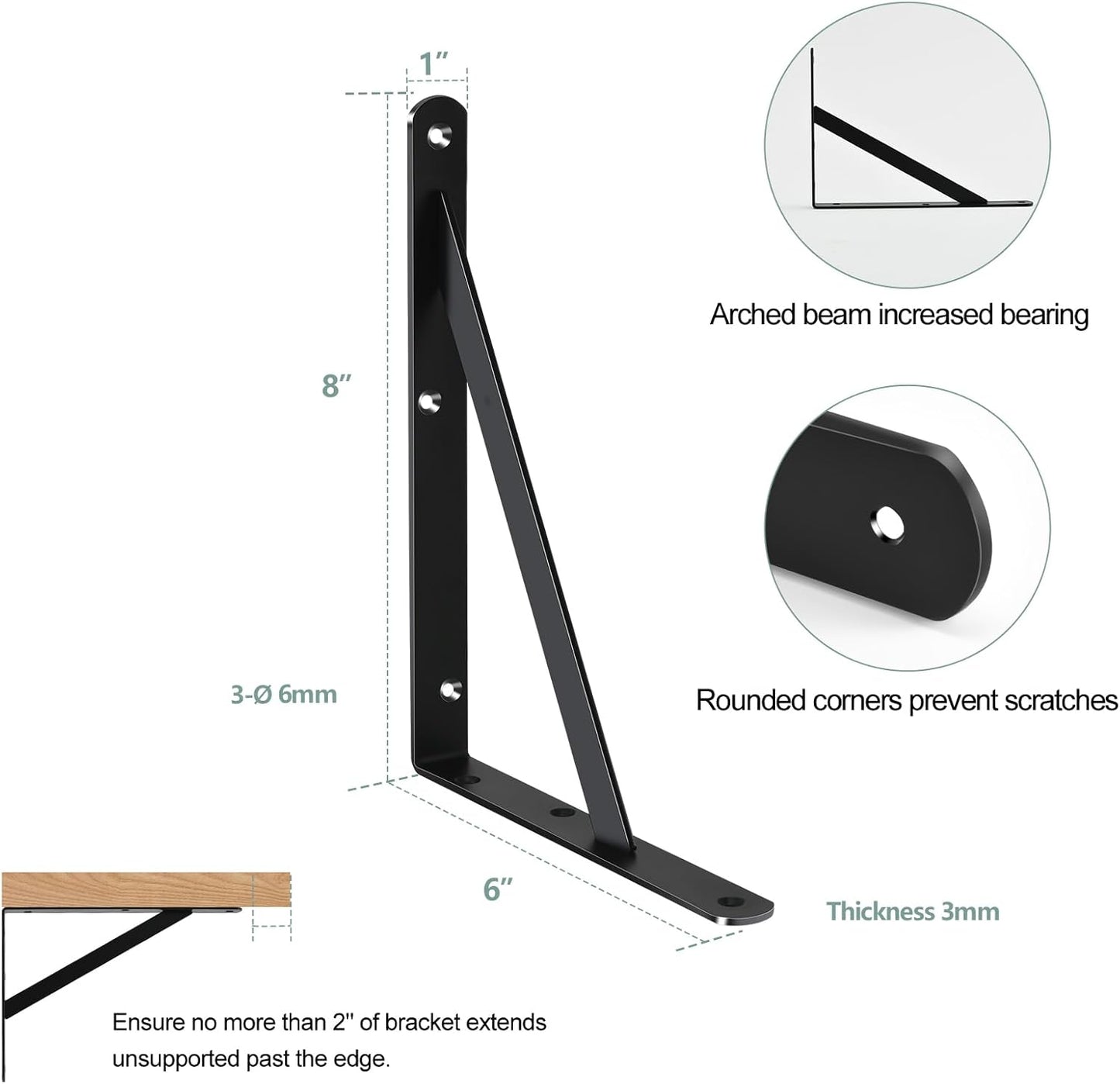 32 Pack L8 x H 6" Black Heavy Duty Shelf Brackets with Screws Metal Shelf Brackets Shelf Support Angle Brackets for Shelves L Brackets Heavy Duty Floating Shelf