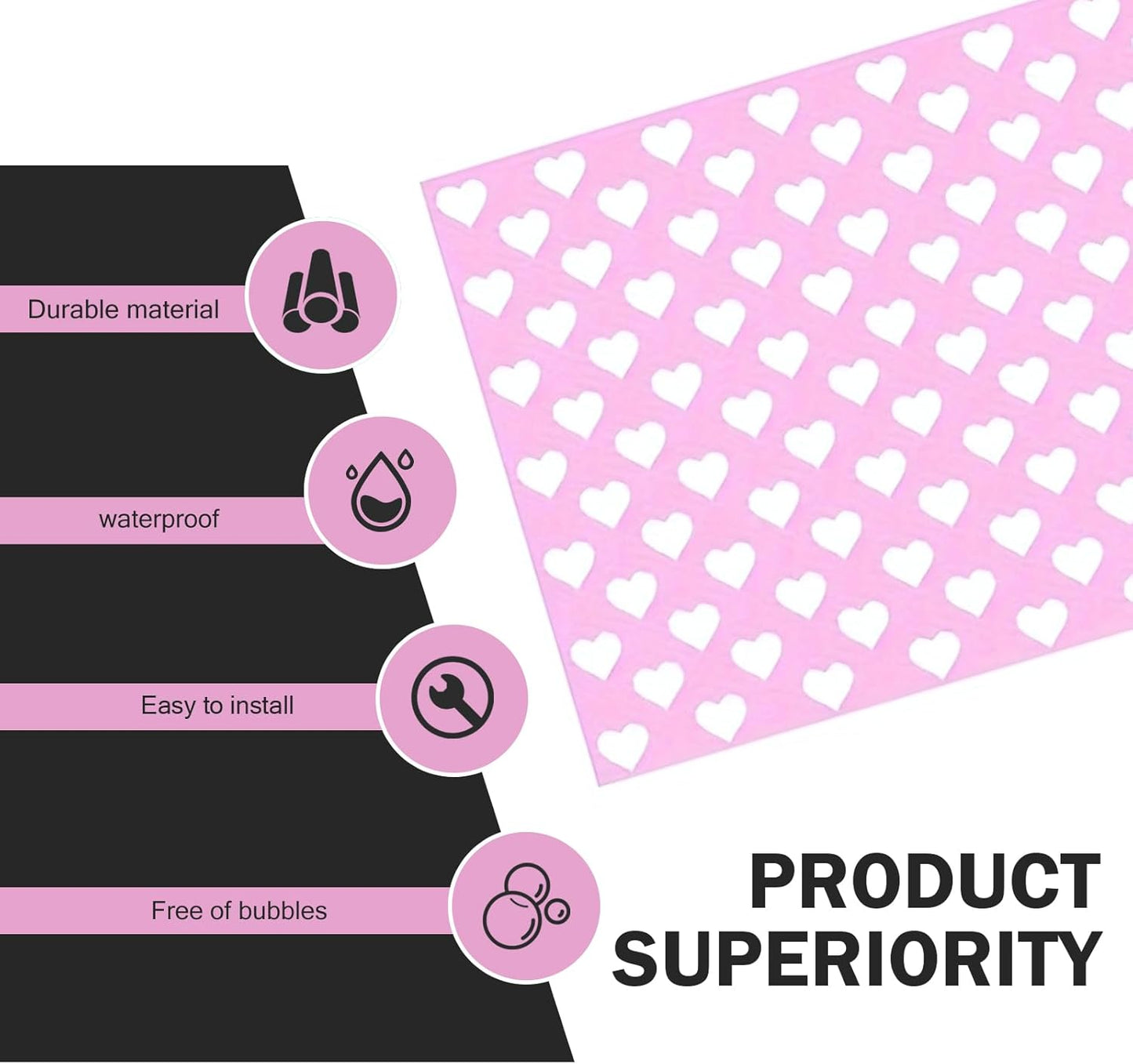 Car Rear Tail Light Lamp Stickers, Hollow Heart Pattern Sticker, Waterproof Taillight Tint Film Sheet for Car Rear Tail Lights, Funny DIY Headlamp Taillight Cover Trim (Pink)