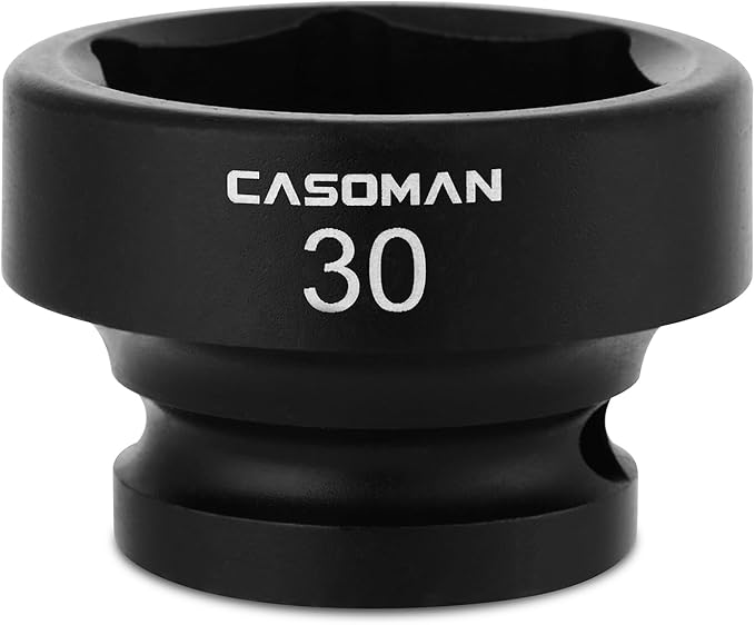 CASOMAN 1/2" Drive 30mm Stubby Impact Socket Set, 6-Point, 1.1" Length, CR-MO, Metric