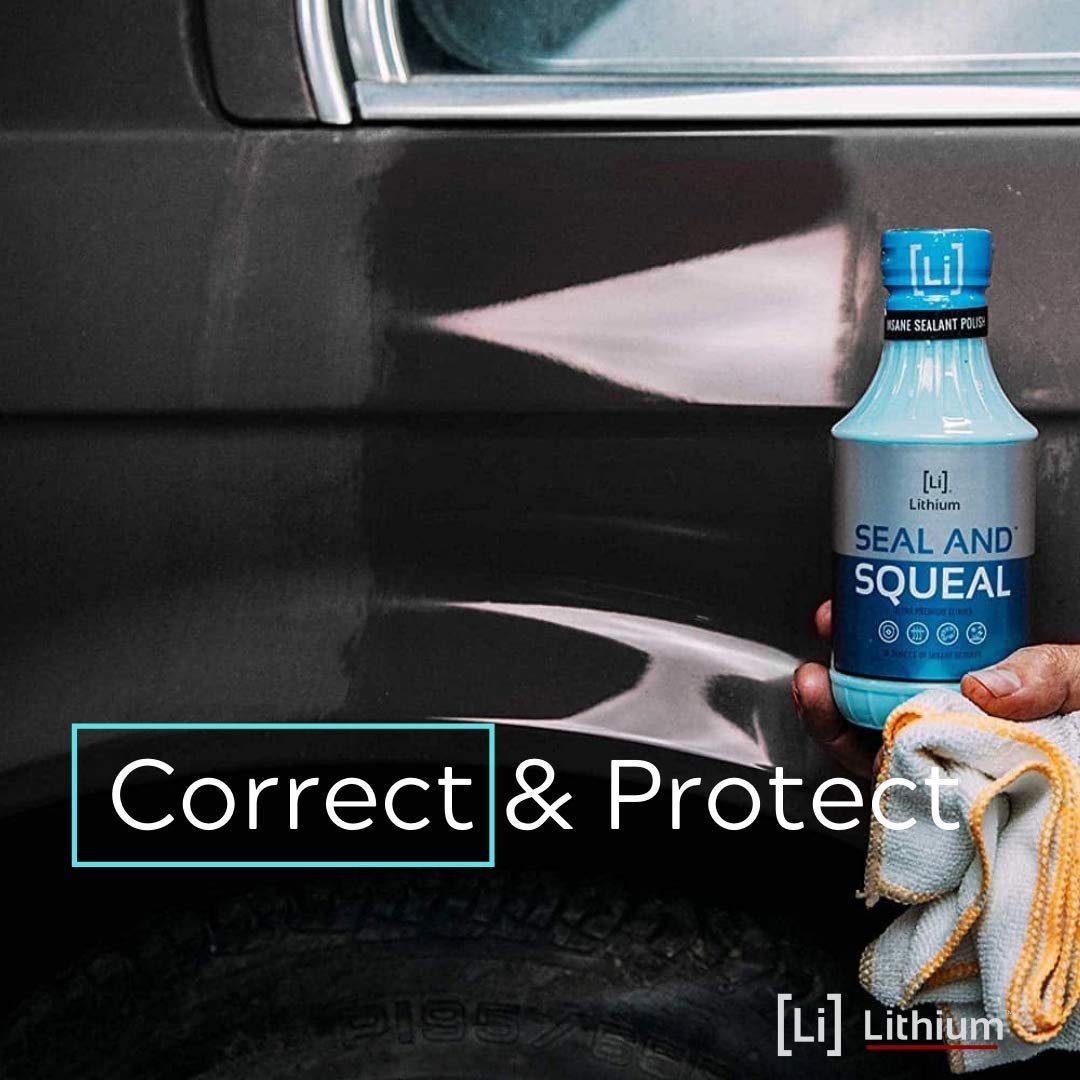 Lithium Seal and Squeal Car Paint Restorer, Polish and Sealant for Incredible Shine - Curable Amino Functional Polymers Fused with Si02 Ceramic Nano Technology - Lasts for up to 12 Months (16 oz)