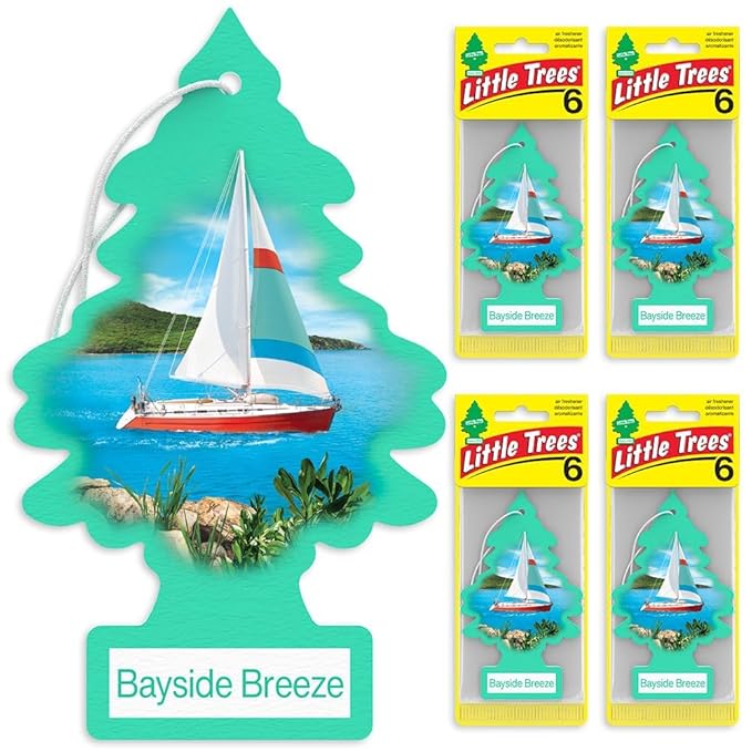 LITTLE TREES Car Air Freshener | Hanging Tree Provides Long Lasting Scent for Auto and Home | Bayside Breeze, 24 Air Fresheners