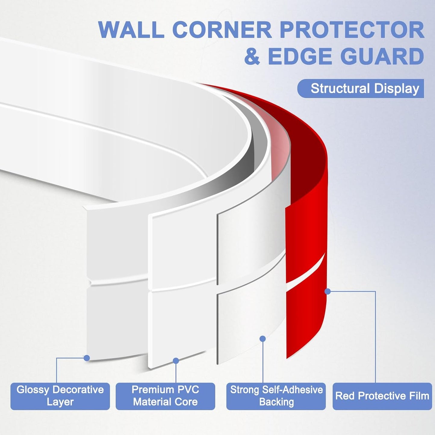 Wall Corner Protector Moulding Trim Peel and Stick Wall Corner Guards Trim Flexible Self Adhesive Edge Protector Moulding, 1.6 in x 10 Ft, White