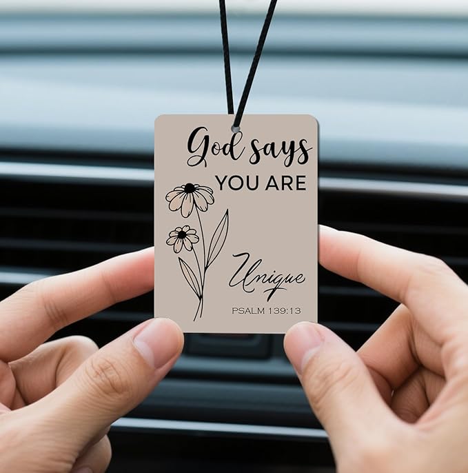 Christian Inspirational Car Air Fresheners - 'God Says You Are' Bible Verse Designs, 4- Pack Ideal Decor & Gift for Faith - Based Encouragement, for Car, Closet & Home