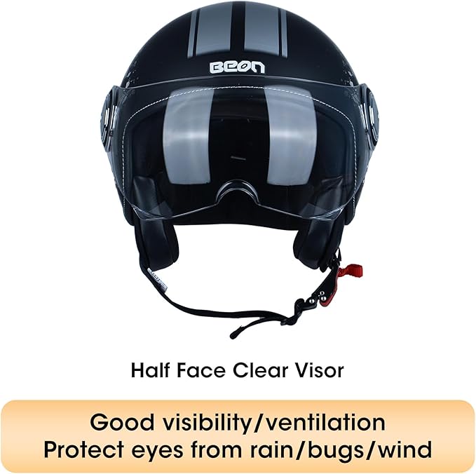 Open Face Motorcycle Helmet for Adults,DOT Approved - Moped Half Vespa Retro Helmet with Anti-Scratch Visor for Men and Women