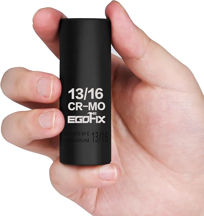 1/2" Drive Deep Impact Socket, 13/16 Inch SAE Socket, CR-MO 6 Point for Easy Removal of Axle Nut