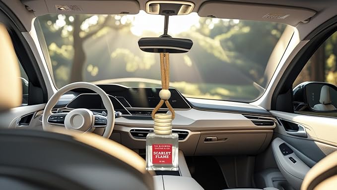Car Air Freshener with 1 Oz Refill included | Car scented on the go | Car Air Freshener | Long Lasting Hanging Fragrance | Phthalate Free Fragrance (Mahogany Teakwood, 10 ml)