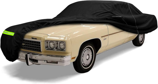 Waterproof Car Cover Compatible with Chevrolet Impala/Bel Air/Biscayne 1971-1976 2 & 4-Door Sedan/Couple/Hardtop 210T All Weather Classic Car Covers with Zipper Door for Snow Rain Protection