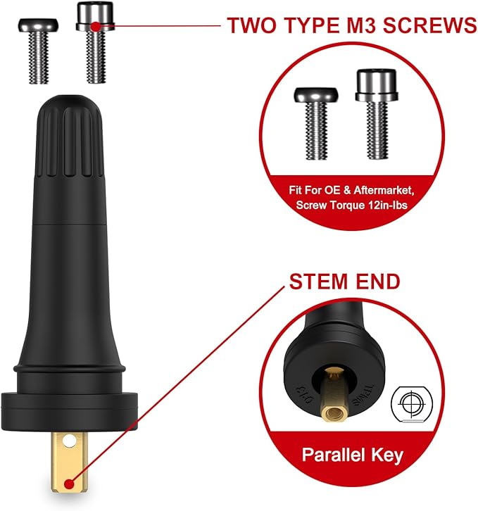 SUNSOUL TPMS 20008 Replacement Tire Pressure Sensor Rubber Valve Stems for 0.453 inch 11.5mm Rim Holes on Standard Vehicle Tires, Pack of 20 Sets TPMS Valve Stems.