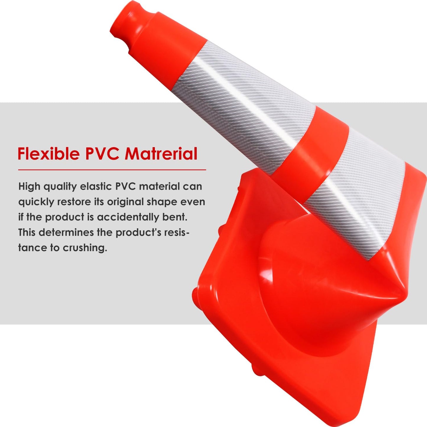 Overall Fluorescent Orange Red Integrated Traffic Cones, Road Cones for Garage Parking, Sport & Driving Training, Road Safety, Construction Events (28" Cones-8Pack)