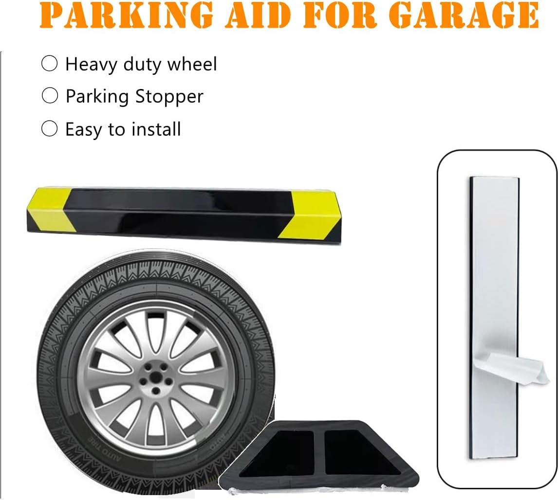 2 Pack 16" Parking Aid for Garage Heavy Duty, Car Parking Stopper for Garage, Parking Aids Protects Car, Parking Stopper Easy to Install (2 Pack 16" L x 1.25" H)