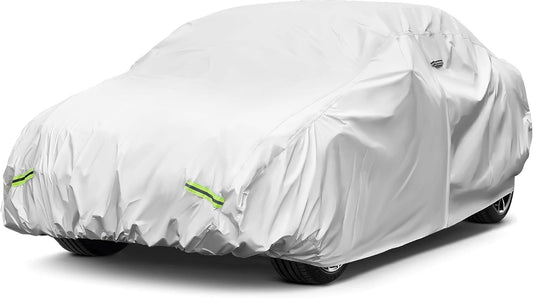 YOLENY Car Cover Waterproof All Weather Full Exterior Covers with Zipper,Universal Fit Sedan Chevrolet Corvette,Ford Fusion,Kia Stinger,Nissan Maxima,Subaru Legacy,Honda Accord etc.(UP to 191 inch)